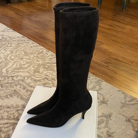 Casadei Brown Knee-High kitten heeled Women's Boots size 37 1/2 NWOT - Picture 1 of 11